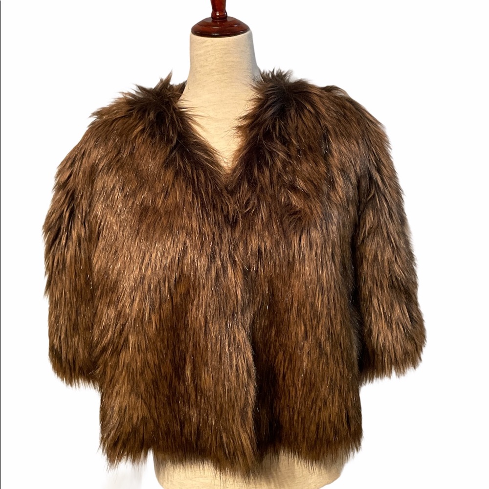 HALOGEN FAUX FUR CAPELET ONE SIZE - Picture 2 of 5